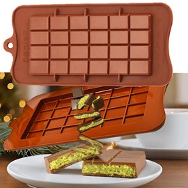 Topolmold Dubai Style KitKat Chocolate Bar Mold - 2-Pack Silicone Candy Mold, Non-Stick, BPA-Free, Heat-Resistant, Durable & Flexible, Dishwasher Safe, Food-Grade Create Pistachio Chocolate Bars