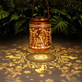 YISITEONE Dog Outdoor Solar Lanterns, Garden Waterproof Metal Hanging Decor Lights for Patio Yard Pathway Lawn Front Porch, Birthday Gardening Dog Lovers Gifts for Women Mom Grandma