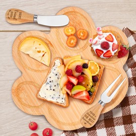 Sayregifty Best Friend Birthday Gifts - Charcuterie Board and Serving Set, Thanksgiving Birthday Gifts for Friend Women, Ideas Pawprint shape with Copywriting, 3-Piece Set