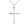 14K White Gold Plain Cross Pendant with 18" Chain