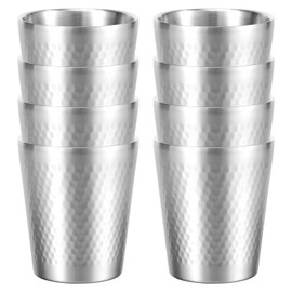 8Pcs 304 Stainless Steel Cup,300ml Stackable Double Wall Metal Cup,Vacuum Insulated Water Tumbler,Dishwasher Safe for Coffee Tea Milk