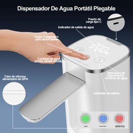 OCCULO Dispensador de Agua Eléctrico, Dispensador de Agua Automatico, 3 Niveles de Salida de Agua, Pantalla TáCtil Inteligente, Doble Uso como Mesa y Cubo, Blanco