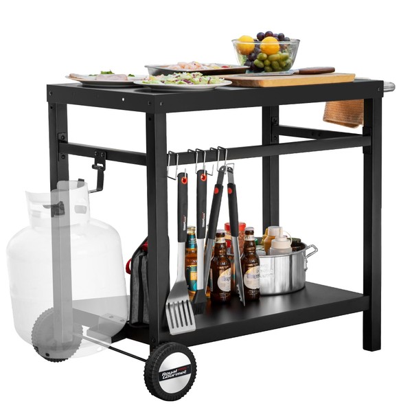 Royal Gourmet Royal Gourmet Dining Cart Table with Double-Shelf, Movable