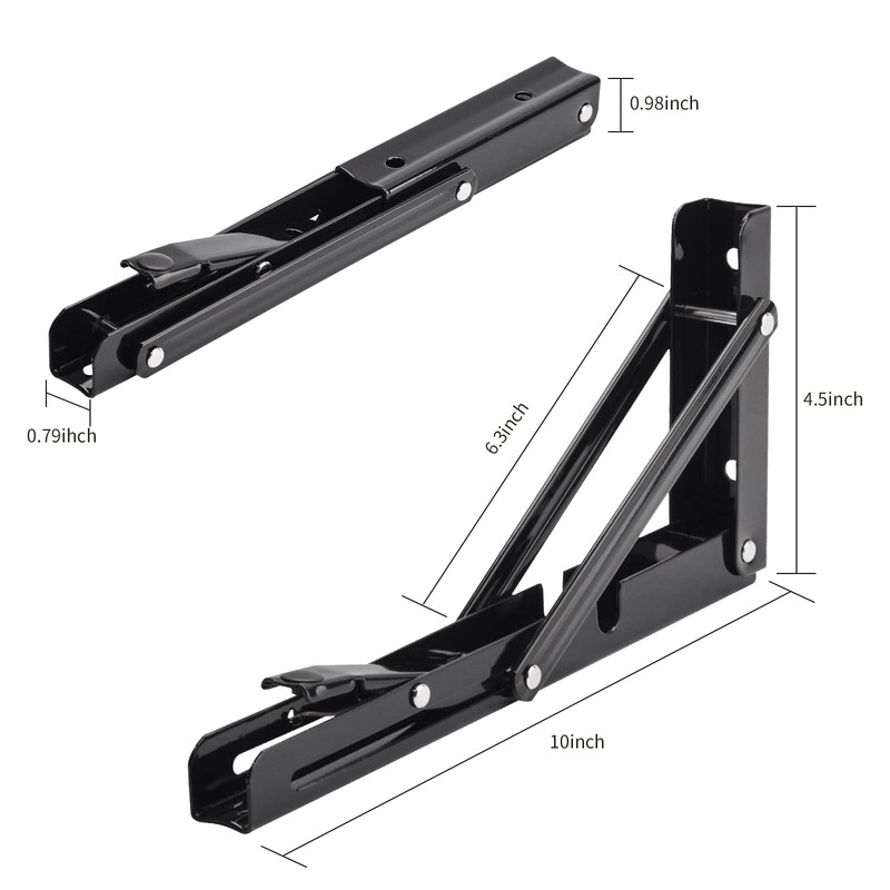 YUMORE Folding Shelf Brackets, 10 Inch Heavy Duty Collapsible Shelf