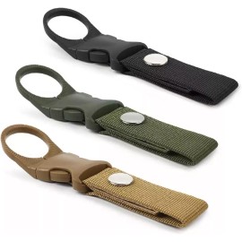 Unbranded Hanging Bottle Buckle Clip Carabiner Portable Mineral Water Bottle Ring Holder - Khaki