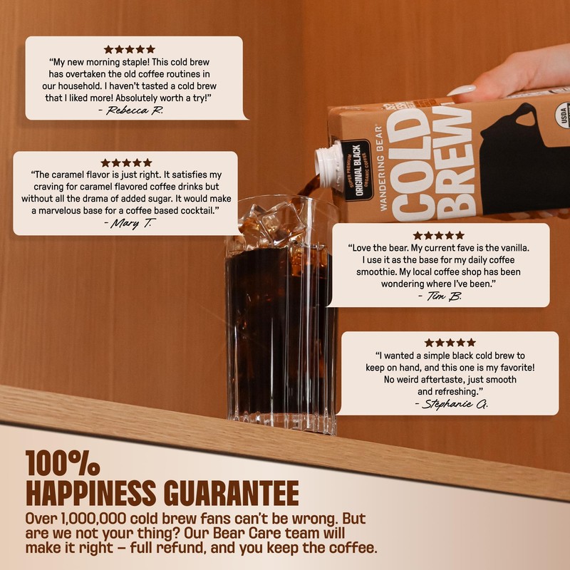 Wandering Bear Decaf Cold Brew Coffee - Bold, Smooth, No