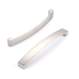 JNRFTY Furniture Handles, Aluminium Cabinet Handles, Kitchen Handles for Kitchen Cabinets, Furniture Handles with Screws, 160 mm, Hole Spacing, Satin Nickel, Pack of 10