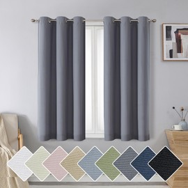 Aiyufeng Nika - Cortinas 100  opacas de 45 pulgadas de largo, juego de 2 paneles de cortinas grises de 45 pulgadas de largo, aislamiento térmico...   