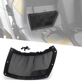 UTV Backrest Rear Storage Net Fits for Can-Am Maverick R 2024 Front Seat Back Organizer Black Rear Back Panel Mesh Bag Holder with Fixing Screws