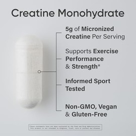 Sports Research® Cápsulas de Monohidrato de Creatina - Apoya la recuperación de entrenamiento, ganancia de músculo magro, rendimiento y fuerza* - Sin 