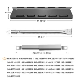 Grill Replacement Parts for Kenmore 146.34611410, 146.16198211, 146.23679310, 146.16142210, 146.46365610, 146.23673310,146.46372610 Gas Grill, Porcelain Steel Heat Plate Shield,Burner Tube Repair Kit