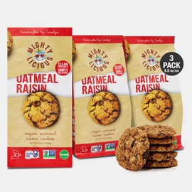 MIGHTYLICIOUS Handcrafted Vegan Spicy Oatmeal Raisin Cookies – Gluten-Free, Dairy-Free, Egg-Free, Non-GMO, Kosher, Preservative-Free – Snack Option for a Guilt-Free Treat - 6.5 Oz (3 Pack)