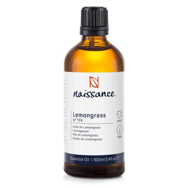 Naissance Lemongrass (Flexuosus) Essential Oil (No. 174) - 100ml - Pure, Natural, Steam Distilled, Cruelty Free, Vegan & Undiluted - for Aromatherapy & Diffusers