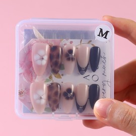 ADAIER Handmade Press On Nails, French Nails,wedding, party,Short Coffin Nails Set for Handmade,Reusable Opaque Nails in 10 Nail Kit for Women(Z-02) (Z10, S)