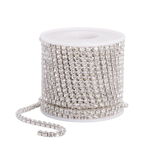 rosenice 10 m Crystal Rhinestone Clasp Chain Clear Trim Claw Chain for Jewellery Sewing Craft DIY Decor (4.0 mm)
