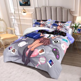 FJKJHKGJ African American Girl Bedding Set Full Comforter Set for Girls Bedroom Decor Black Girl Comforter Set with 2 Pillowcases Kids Comforter Sets Gifts for Girls Kids Teens