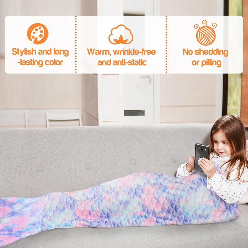 Mermaid Tail Blanket, Soft Warm Plush Fleece Sleeping Bag Snuggle