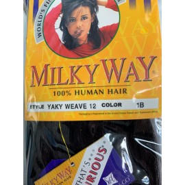 Milky Way 10", 12" yaky weave Color 1 and 1B. 100% Human Hair - Off Black #1B, 12"
