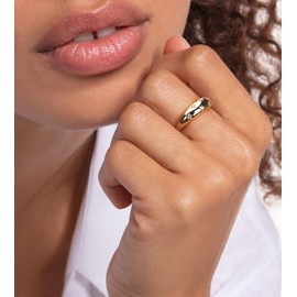 Aprilery Gold Rings for Women, Fashion Gold Plated Croissant Dome Star Statement Rings Band Jewelry Gifts for Women (Star, 6)