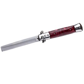 Switchblade Oil Hair Comb Stainless Steel Automatic Spring Folding Comb for Hair Styling Red