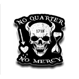No Quarter, No Mercy, Blackbeard Pirate Edward Teach Vinyl Sticker Decal (2" Two Pack)