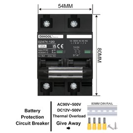 DC Isolator Switch 12V 24V Solar PV Circuit Breaker Photovoltaic Circuit Breaker (DC1000V 2-Pin 125A)