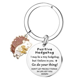 Tihnvk Funny Positive Hedgehog Gifts Hedgehog Keyring For Friends Coworker Emotional Support Hedgehogs Gifts