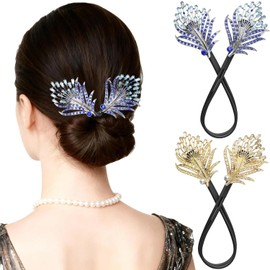Zheigaoxea 2 Pcs Bun Maker Crystal Hair Bun Maker French Twist Hair Disk for Women Feather Lazy Hair Curler Hair Accessories for Women Girls（2pcs）