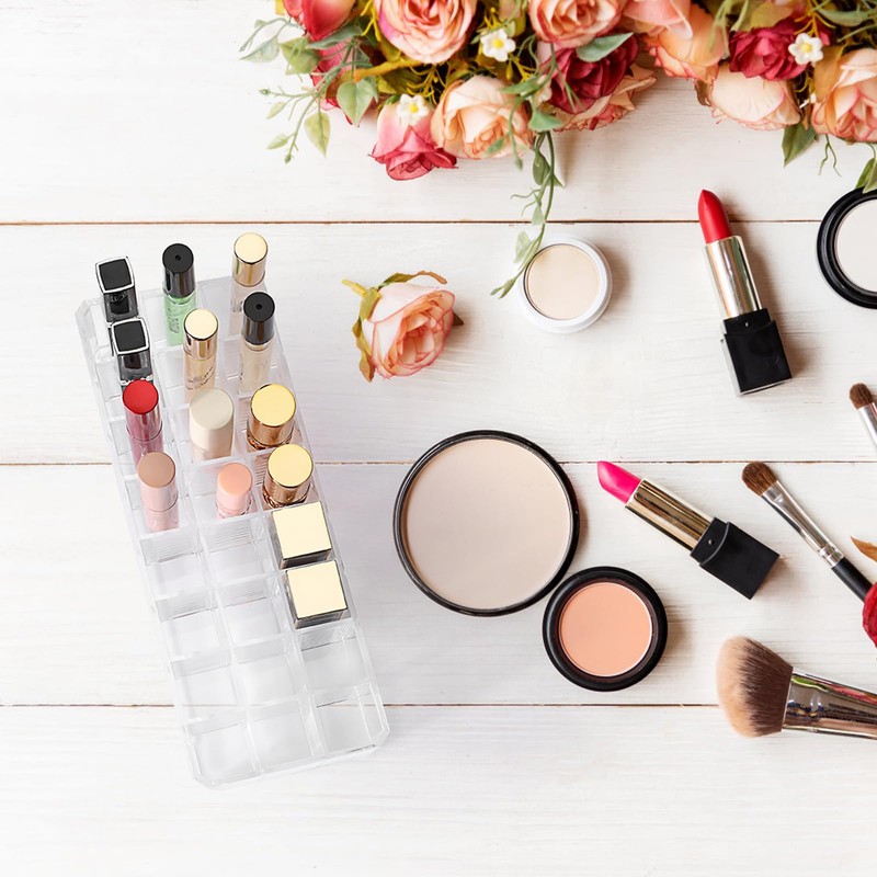 ELLDOO Rollerball Perfume Organizer, 24 Spaces Clear Acrylic Perfume Storage