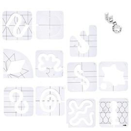 11 Pieces Quilting Template Set with Low Shank Ruler Foot and Non-Slip Stickers, Complete Set for Free Movement, Sewing Machine Accessories and Crafts