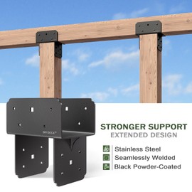 2Pack Post Tie Bracket Stainless Steel Beam Connector 6x6(Actual 5.5"x5.5") Wood Post to Beam Supporting Bracket Base Anchor, Black