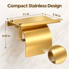 Stainless Steel Toilet Paper Holder with Shelf, Wall-Mounted Bathroom Tissue