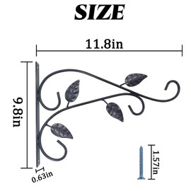 RONYOUNG 4PCS Hanging Plant Bracket 12in Metal Wrought Iron Planter Hooks Wall Mounted Decorative Hanger Hook for Hanging Indoor Outdoor Planter Flower Pot Bird Feeder Wind Chime Lanterns