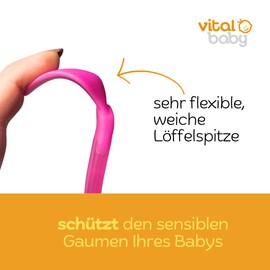 Vital Baby Mama's First Spoon, Feeding Spoon, Complementary Food Spoon for Jars, Scraper, Extra Long Spoon, Baby Spoon, Dishwasher Safe, from Approx. 4-6 Months, Pack of 4 - Orange/Green