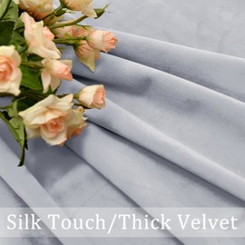 Hiasan Velvet Curtains 120 inches-Blackout Thermal Insulated Solid Soft Curtains for Bedroom Living Room Rod Pocket Room Darkening 2 Panels Window Drapes with Tiebacks, 52W x 120L, Silver Grey