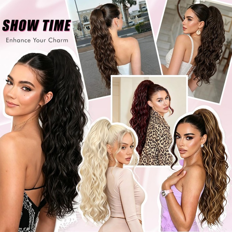 Ponytail Extension, Claw Clip Ponytail Extension Long Wave Ponytail Extensions