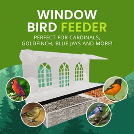 Nature Gear Acrylic Clear Bird Feeders for Window Viewing, Weather Resistant & Easy to Clean with Sliding Tray, Clear Window Bird Feeder with Strong Suction Cups