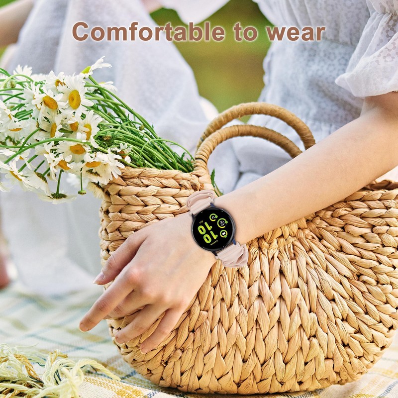 Stretchy Scrunchie Bands Compatible with Garmin Vivoactive 5/6, 20mm Nylon