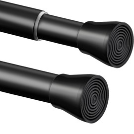 1PC Shower Curtain Rod extendable Tension Rod Never Rust Telescopic Shower Curtain Pole No Drilling 304 Stainless Steel Pole for Bathroom, Kitchen(63-85CM/24.8-33.4Inch, Black)