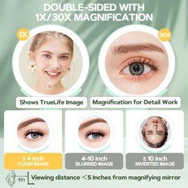 MIYADIVA Lighted Makeup Mirror, 30X Magnifying Mirror with Light, Hanging and Handheld Mirror with Handle, Green