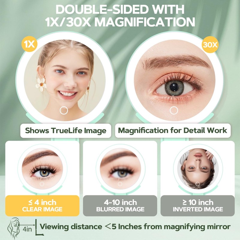 MIYADIVA Lighted Makeup Mirror, 30X Magnifying Mirror with Light, Hanging