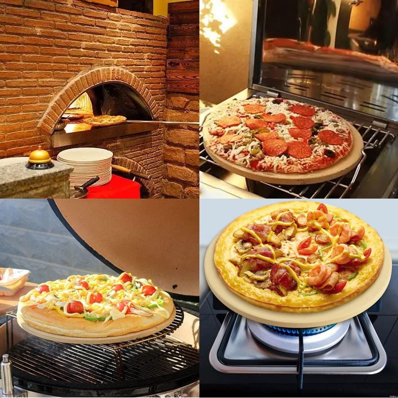 homEdge Pizza Stone Set, Heavy Duty Round Cordierite Baking Stone
