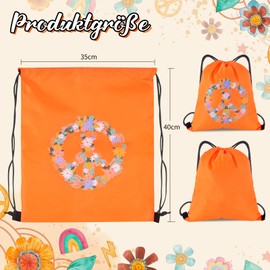 jiawaggag Gym Bag Hippie Backpack Flower Power Retro Schlagermove Accessories for 60s 70s Men Women Theme Party Carnival Orange, orange