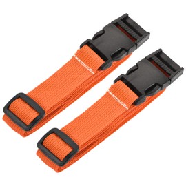 sourcing map Utility Strap with Buckle 1x40 Inch Polyester Quick Release Adjustable Belt for Travel Outdoor Bag Luggage Packing (Orange, Pack of 2)