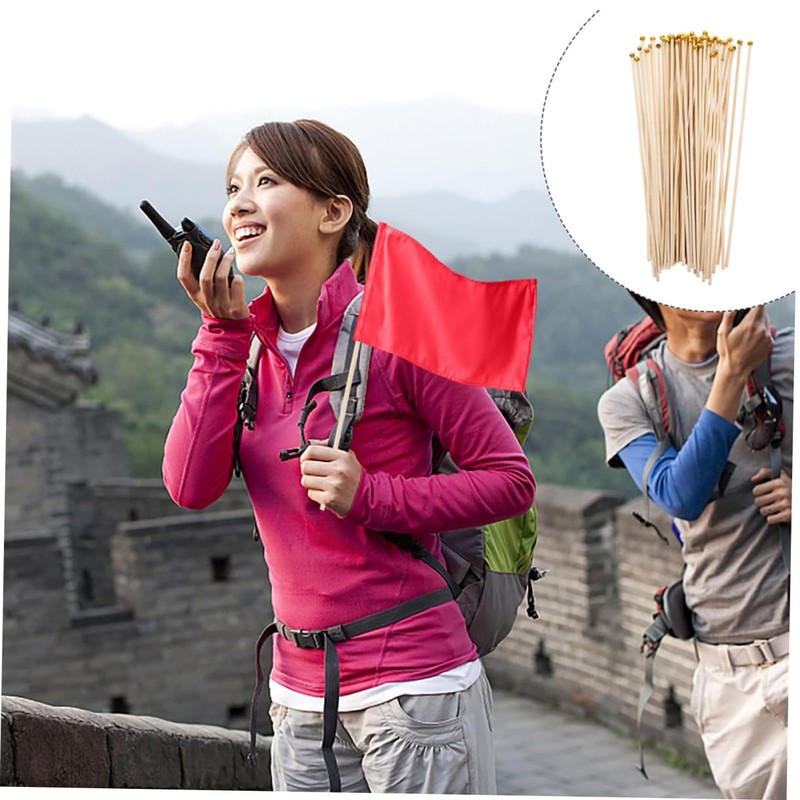 BESPORTBLE 100pcs Bamboo Flag Sticks Handheld Flag Poles Multi-use Flagpoles