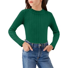 Arshiner Girls Jumpers Thermal Kids Half Turtleneck Pullover Casual Fashion Sweater Elegant Fall Winter Long Sleeve Top for Girls 12-13 Years Ivy
