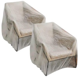 Senvitate Disposable Single Sofa Slipcover, Clear Plastic Chair Cover Protectors for Armchairs and Recliners, One-Time Use Furniture Chair Couch Dustproof Cover for Moving and Storage (Clear - 2 Pack)