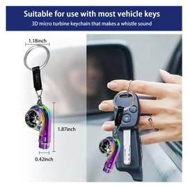 Augeny Car Turbo Keychain, Creative Metal Spinning Turbocharger Key Fob, Universal Vehicle Part Keychain Key Ring Decoration (Colorful)