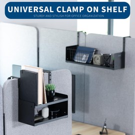 VIVO Single or Dual-Tier Hanging Shelf System for Home and Office, 12 or 24 inch Shelves, Fits Cubicle Walls and Doors, Storage and Display, Black, Mount-SFHG1