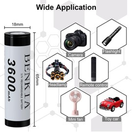 PAOWANG 18650 Rechargeable Battery 3.7V 3600mAh Flat Top 2 Pack Lithium Batteries for Flashlights Headlamps Toys